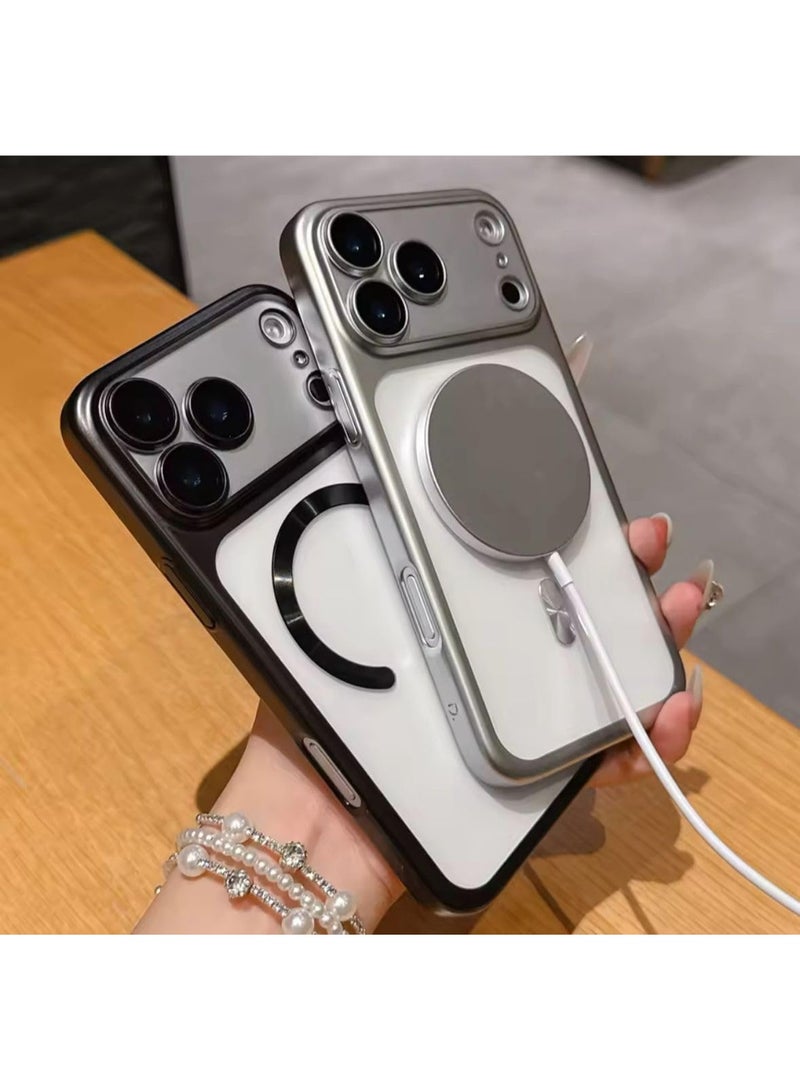 Luxury Matte Plating compatible With Magsafe Case For iPhone 17 Pro Shockproof Back Cover Lens protector film (Deep Blue, iPhone 17 Pro) - Image 4